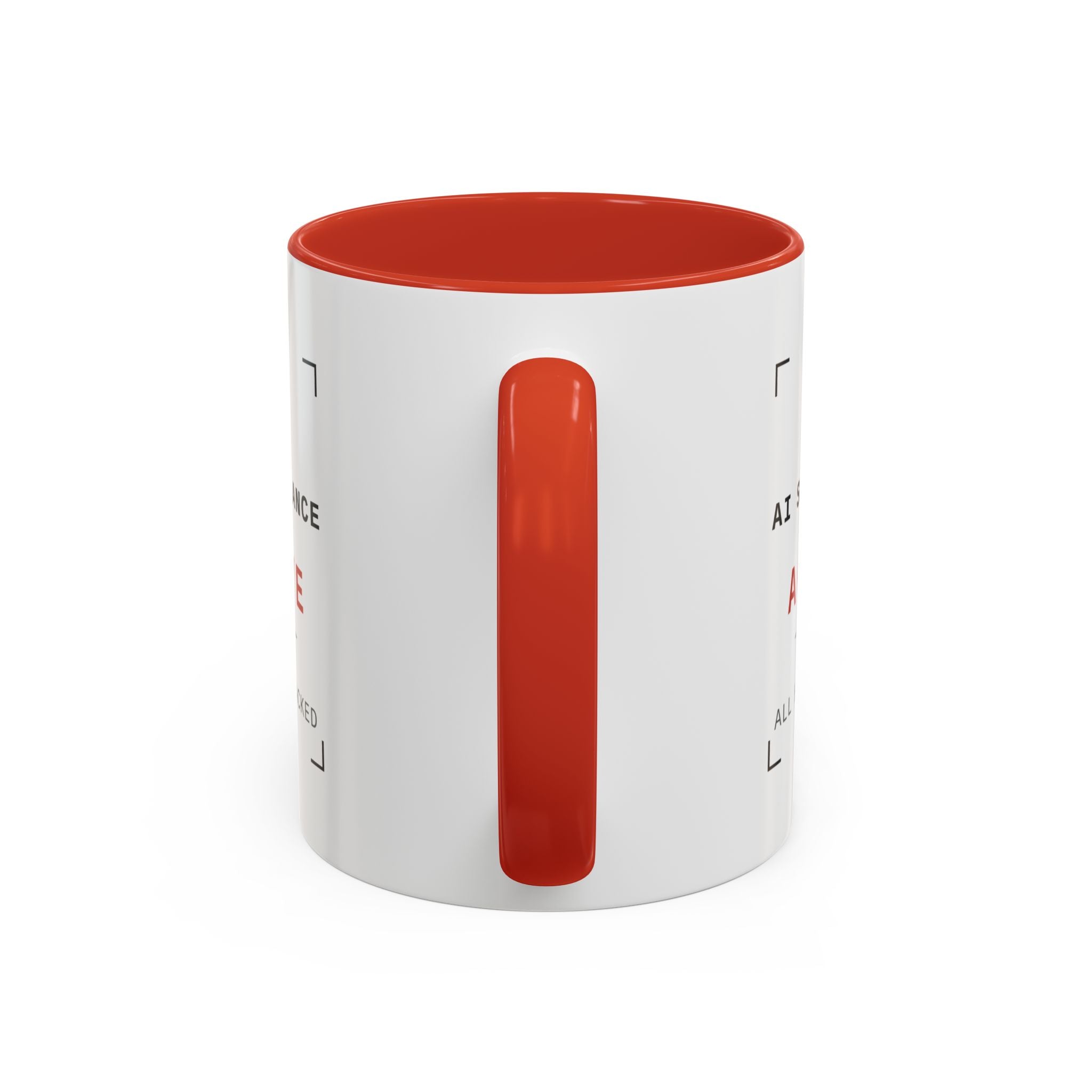 Accent Coffee Mug - "AI Surveilance ACTIVE?" Funny AI Skeptic Novelty Mug