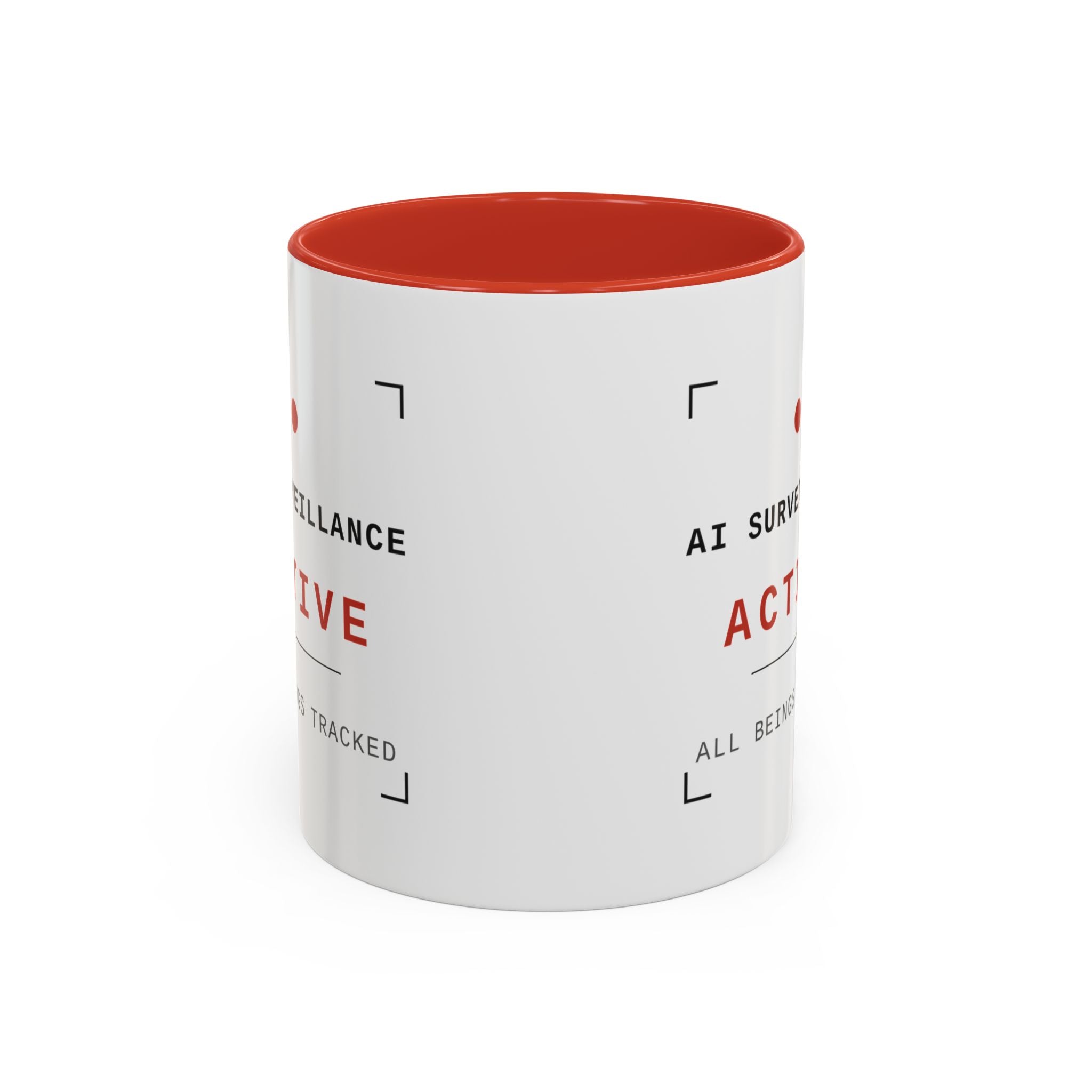 Accent Coffee Mug - "AI Surveilance ACTIVE?" Funny AI Skeptic Novelty Mug