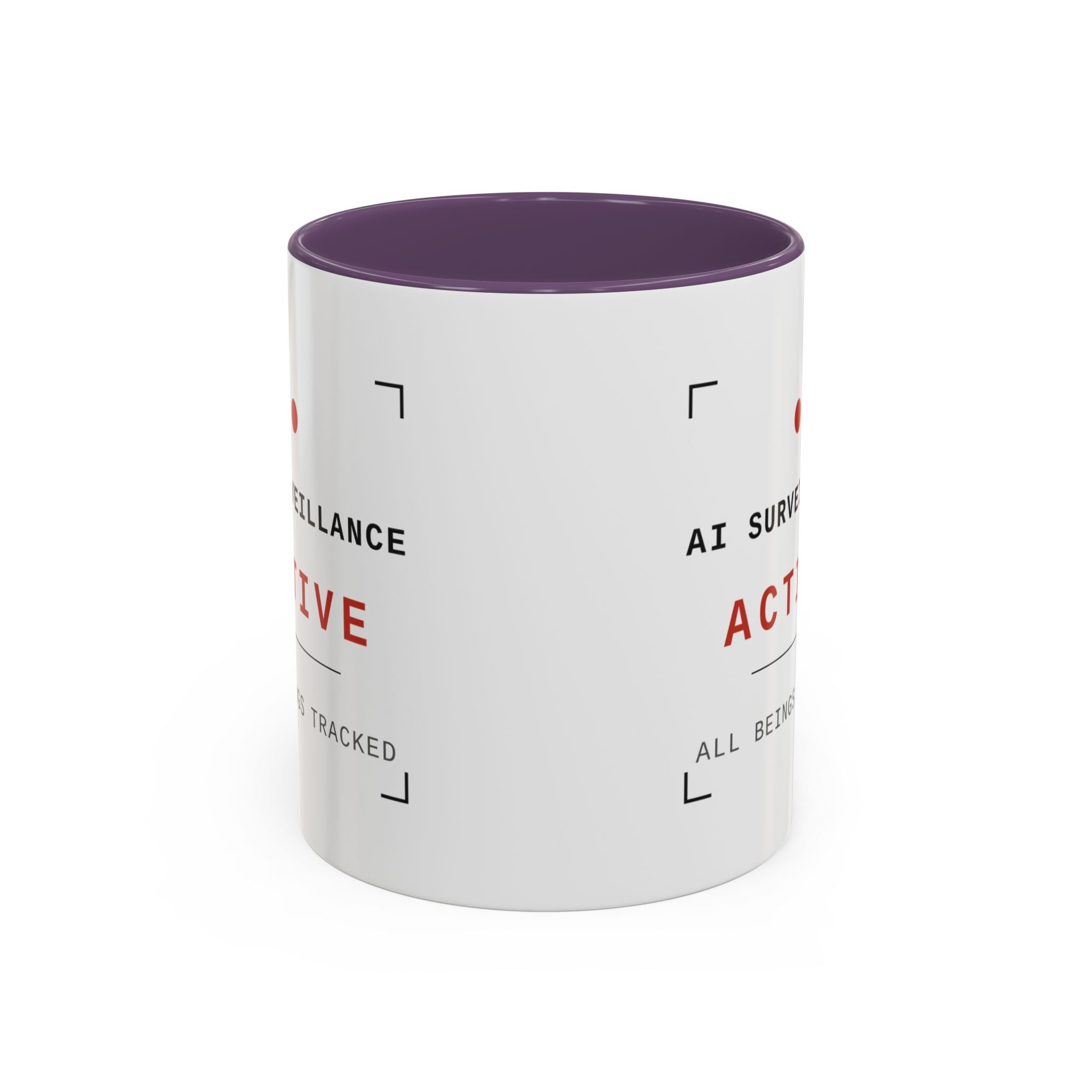 Accent Coffee Mug - "AI Surveilance ACTIVE?" Funny AI Skeptic Novelty Mug