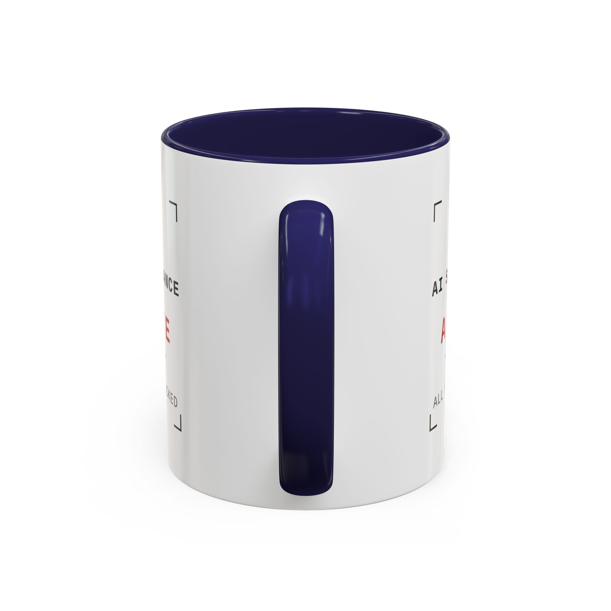 Accent Coffee Mug - "AI Surveilance ACTIVE?" Funny AI Skeptic Novelty Mug