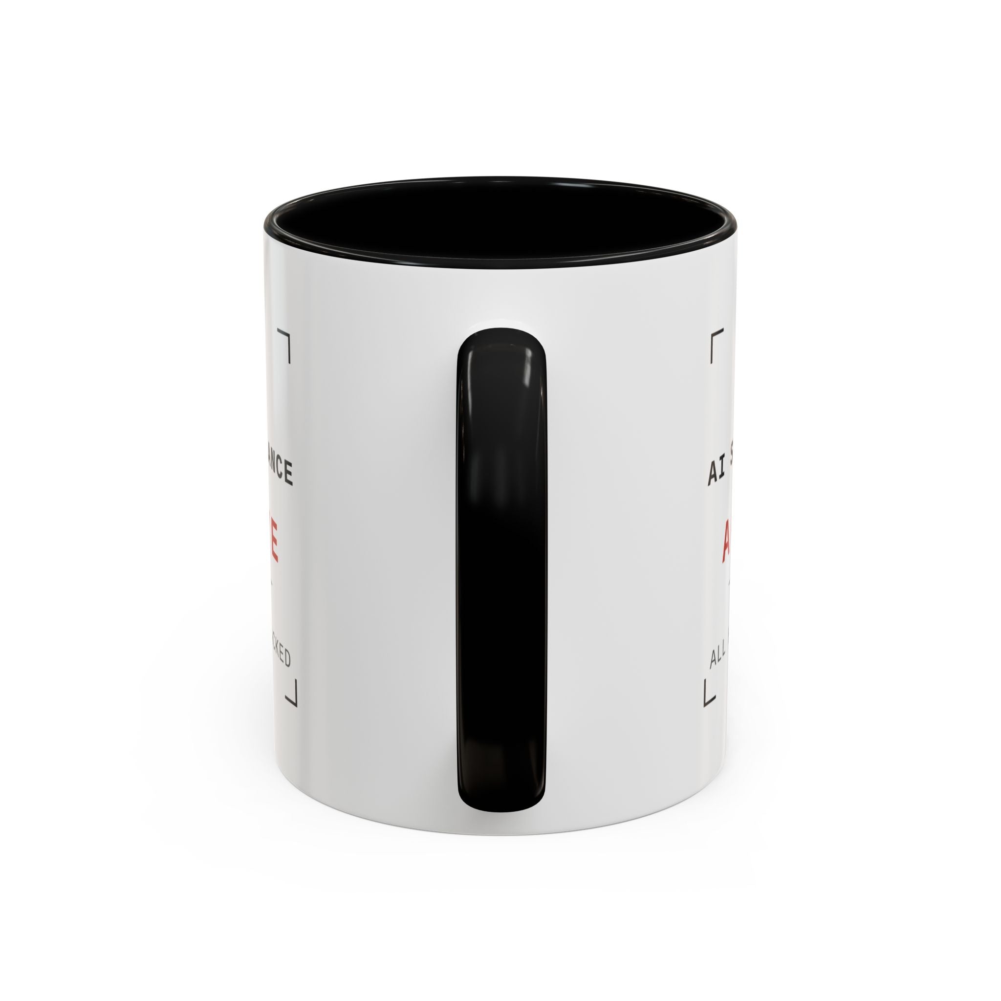 Accent Coffee Mug - "AI Surveilance ACTIVE?" Funny AI Skeptic Novelty Mug