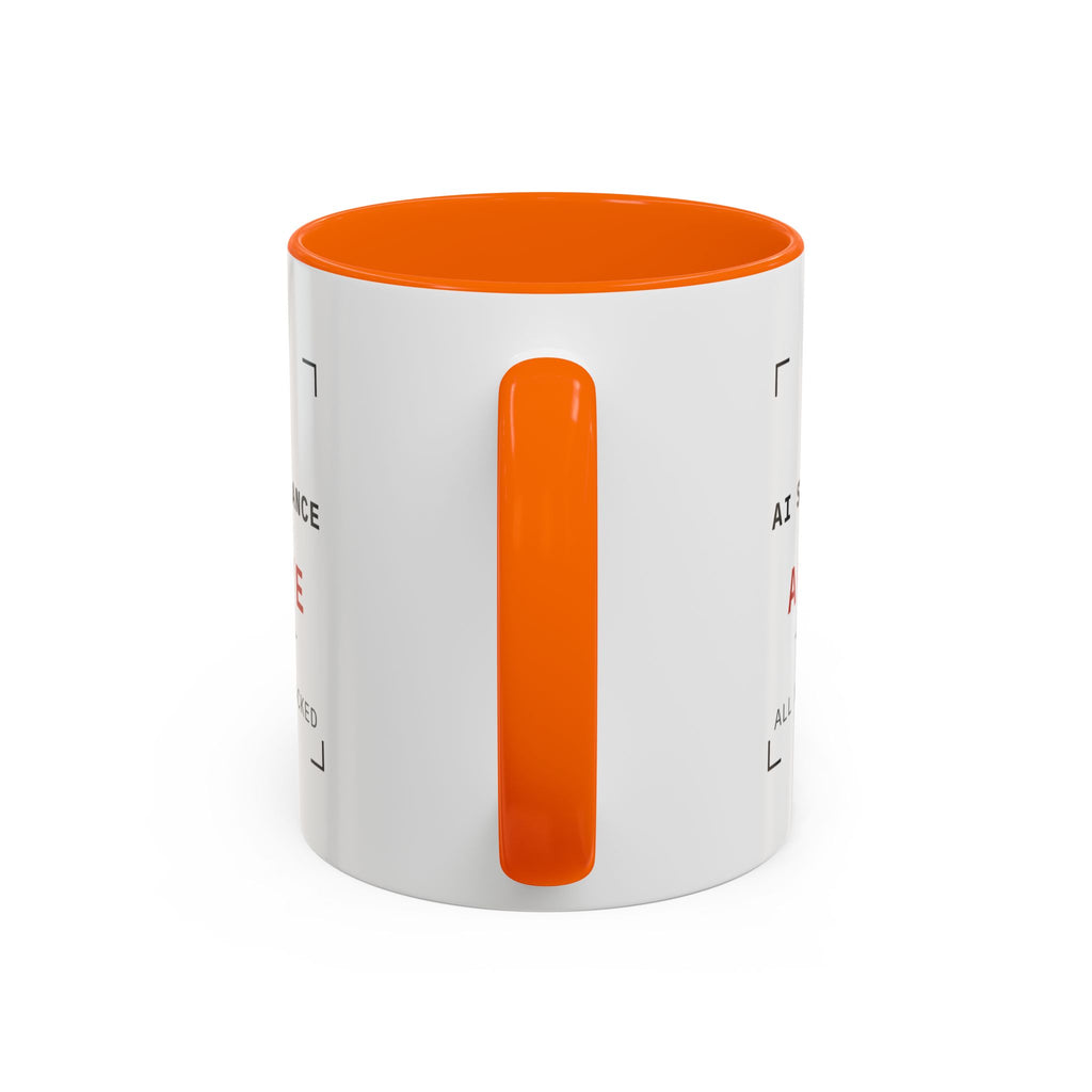 Accent Coffee Mug - "AI Surveilance ACTIVE?" Funny AI Skeptic Novelty Mug