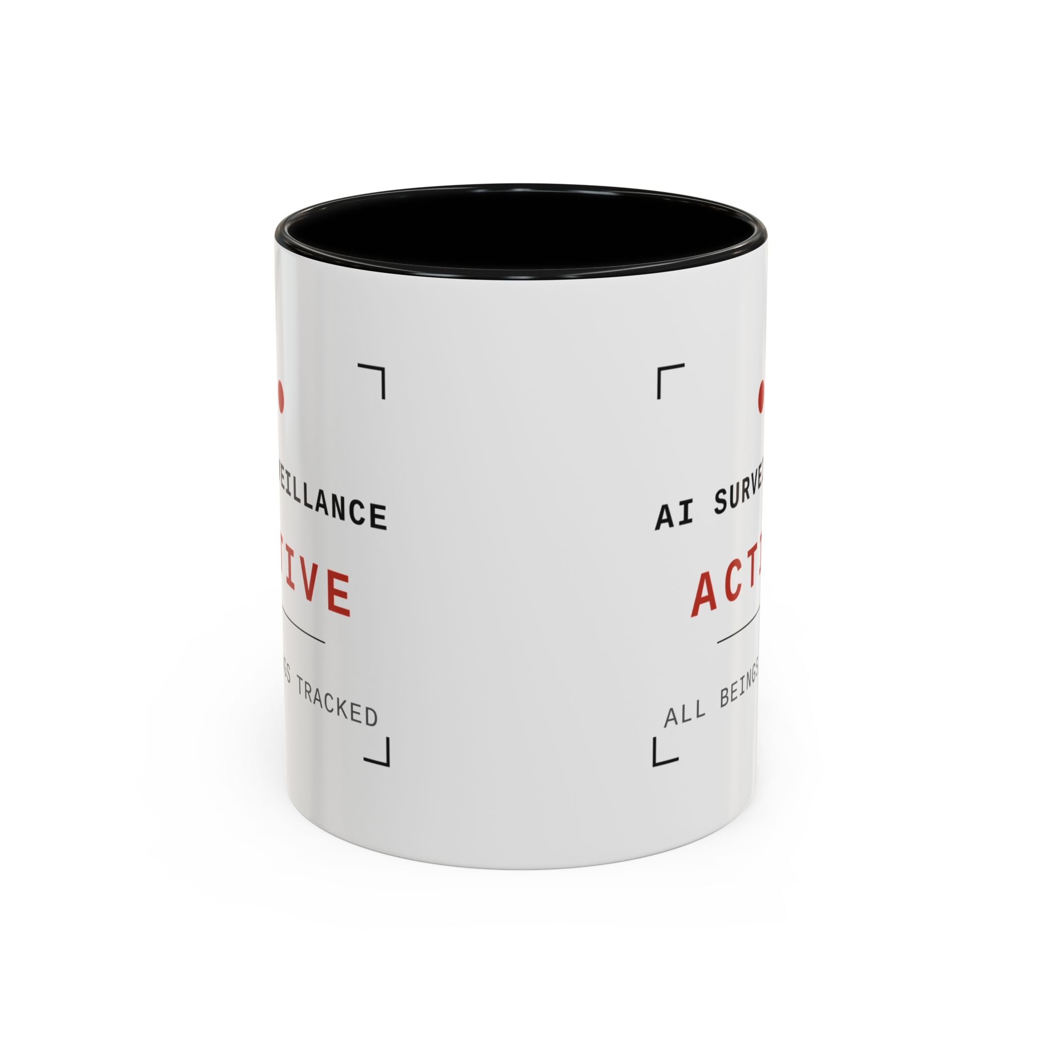 Accent Coffee Mug - "AI Surveilance ACTIVE?" Funny AI Skeptic Novelty Mug